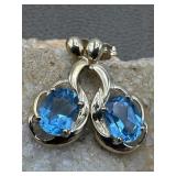 14K Gold & Blue Topaz Teardrop Earrings 3.95g