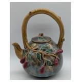 OLIVE BRANCH DESIGN MAJOLICA STYLE DRIP GLAZE ART