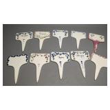 10 Ceramic Garden Herb Markers, Reusable Erasable
