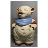 Shawnee Smiley Pig Cookie Jar Flowers Gold