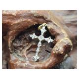 10K Gold & Diamond Cross Pendant 1.5g