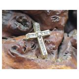 10K Gold & Diamond Cross Pendant 2.5g
