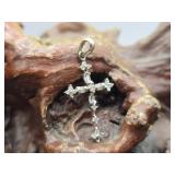 10K White Gold & Diamond Cross Pendant  2g