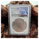 NGC 2022 MS70 Silver Eagle Missouri