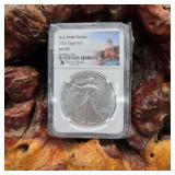 NGC 2022 MS70 Silver Eagle Rhode Island