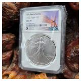 NGC 2022 MS70 Silver Eagle Oklahoma