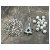 Sterling Star of David, 925 Pearls & Silver Lace