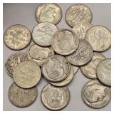 20 Silver Roosevelt Dimes