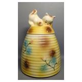 Vintage McCoy Cat on Beehive Cookie Jar (1950s)