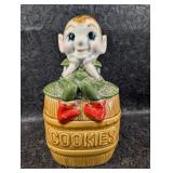 Vintage Pixie Elf On Barrel Cookie Jar Japan