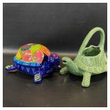 McCoy Pottery Turtle Basket Planter & Mexican