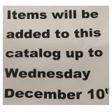 Auction Catalog Deadline December 10th