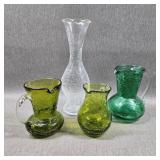 Vintage Pilgrim Green Crackle Art Glass Mini