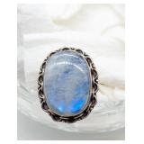 SZ.8.5,  STERLING SILVER MOONSTONE RING