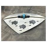 Unique Handmade Three Bisons Brooch Pin