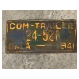 1941 Oklahoma Commercial Trailer License Plate