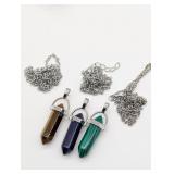 3- NEW HEALING GEM PENDANTS WITH CHAINSLAPIS,