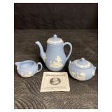 WEDGWOOD BLUE JASPERWARE MINIATURE TEA SET