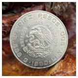 1960 Silver Ten Peso Coin