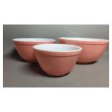 Pyrex Pink Nesting Mixing Bowls, 3 Pc, # 401, 402