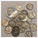 22 Silver Mercury Dimes