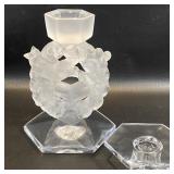 Lalique Mesanges Crystal Candlestick Love Birds