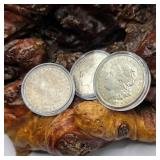 Three 1921 Morgan Silver Dollars