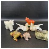 Animal Figurines: Onyx Frogs & Birds, Irish Horn