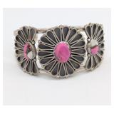 STERLING SILVER STARBURST COTTON CANDY STONE CUFF
