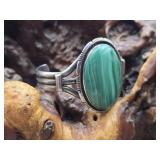 Silver & Malachite Cabochon Bracelet B. Piaso Jr