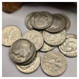 12 Silver Roosevelt Dimes