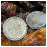Two 1921 Morgan Silver Dollars