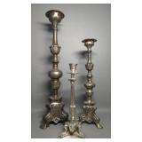 Silver Tone Tall Candlesticks Candle