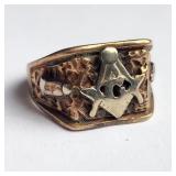 10k Gold Masonic Ring Sz 10.5