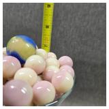 Martini Glass of Uranium Glass Marbles, 90ct, 1lb