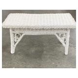 Small White Wicker Bench / Stool