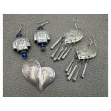 Vintage Silver Coin, Silver Dangle Earrings &