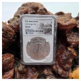 NGC 2022 MS70 Silver Eagle Virginia