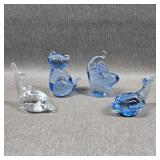 Vintage Art Glass Cat, Elephant & Dolphins