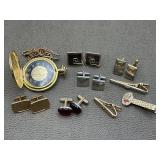 Waltham Pocket Watch, Cuff Links & Tie Clips