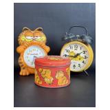 Trio of Garfield Collectibles 2nd Hand on Clock