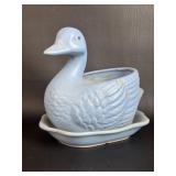 Natural White Clay Duck Planter