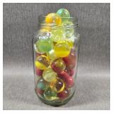 Ball Jar of Uranium Glass Shooter Marbles, 45ct,