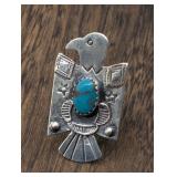 SZ.13, MENS STERLING SILVER THUNDERBIRD TURQUOISE