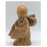 HAND CARVED WOOD STATUE OF SHOU LAO ALSO SHOUXING