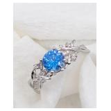 SZ. 6.5, 925 SILVER BLUE STONE RING
