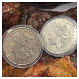 Two 1921 Morgan Silver Dollars