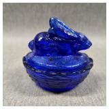 Cobalt Blue Bunny on a Nest Salt Cellar