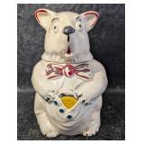 Vintage McCoy White Bear Cookie Jar Red Bowtie