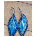BLUE JASPER BOHO PEIRCED EARRINGS NEW COSTUME